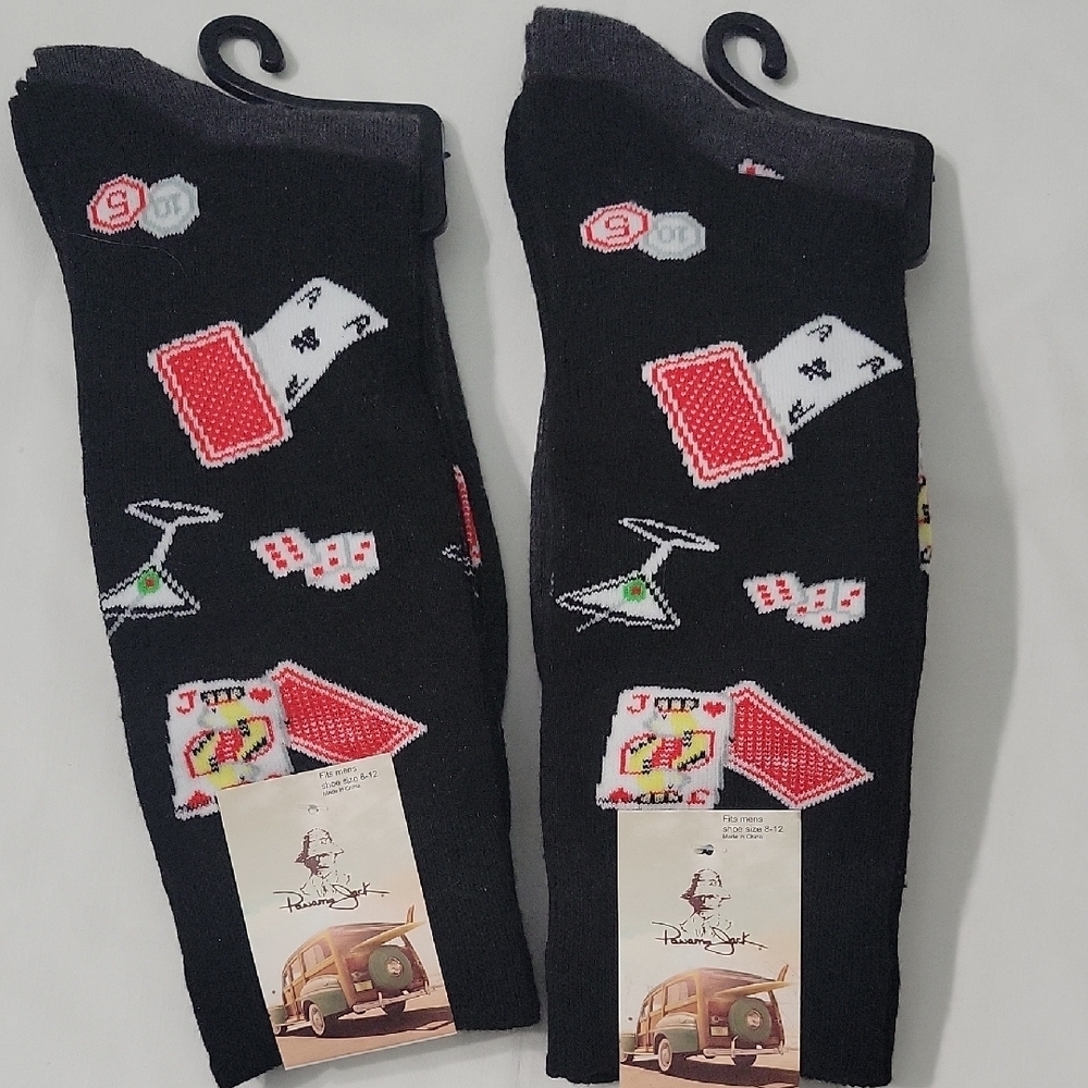 Panama Jack  Black Card Game Men's Socks 2 Set 2/2 Size 8-12